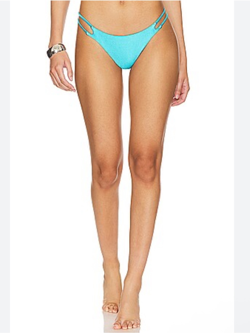 L*Space NWT Wilder Bikini Bottom Bitsy Cut Large Fully Lined Turquoise Cyan